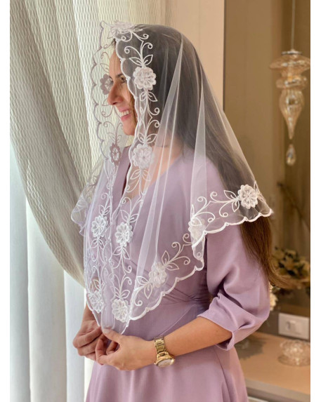 VÉU flores 3D TULE FRANCES   CÓD 638 VÉU flores 3D TULE FRANCES   CÓD 638
