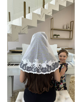 Véu Lia flores 3d e notas musicais cód 699