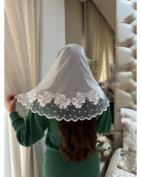 VÉU SILVANA LAÇOS E POÁ - cód 713